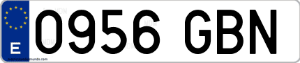 Ejemplo de matrícula de coche ordinaria 0956 GBN