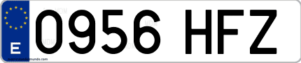 Ejemplo de matrícula de coche ordinaria 0956 HFZ