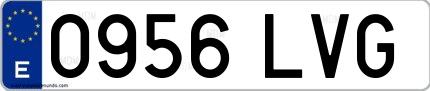 Ejemplo de matrícula española 0956 LVG