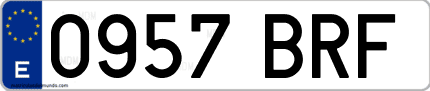 Ejemplo de matrícula de coche ordinaria 0957 BRF