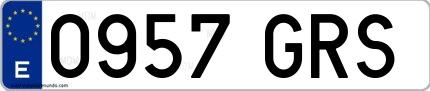 Ejemplo de matrícula española 0957 GRS