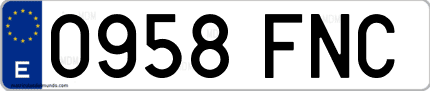 Ejemplo de matrícula de coche ordinaria 0958 FNC