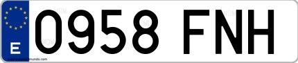 Ejemplo de matrícula española 0958 FNH