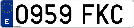 Ejemplo de matrícula de coche ordinaria 0959 FKC