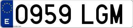 Ejemplo de matrícula de coche ordinaria 0959 LGM