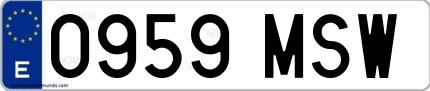 Ejemplo de matrícula española 0959 MSW