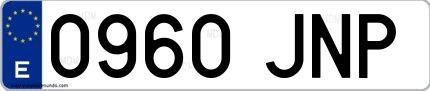Ejemplo de matrícula española 0960 JNP