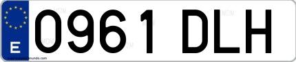 Ejemplo de matrícula española 0961 DLH
