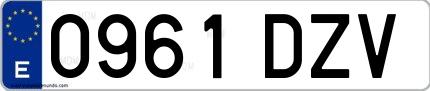 Ejemplo de matrícula española 0961 DZV