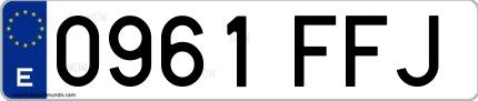 Ejemplo de matrícula española 0961 FFJ