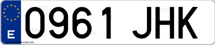 Ejemplo de matrícula de coche ordinaria 0961 JHK