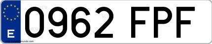 Ejemplo de matrícula española 0962 FPF