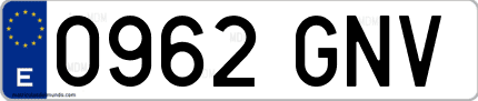 Ejemplo de matrícula de coche ordinaria 0962 GNV