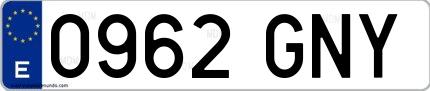 Ejemplo de matrícula de coche ordinaria 0962 GNY