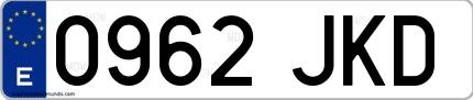 Ejemplo de matrícula española 0962 JKD
