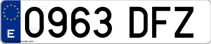 Ejemplo de matrícula de coche ordinaria 0963 DFZ