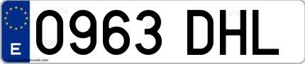 Ejemplo de matrícula española 0963 DHL