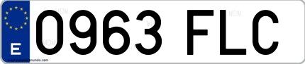 Ejemplo de matrícula española 0963 FLC