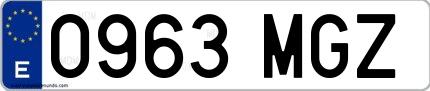 Ejemplo de matrícula española 0963 MGZ