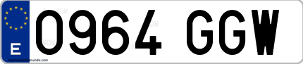 Ejemplo de matrícula de coche ordinaria 0964 GGW