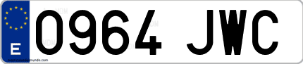 Ejemplo de matrícula de coche ordinaria 0964 JWC
