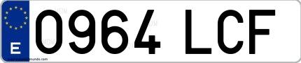 Ejemplo de matrícula española 0964 LCF