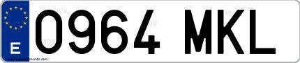 Ejemplo de matrícula española 0964 MKL