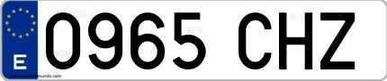Ejemplo de matrícula española 0965 CHZ