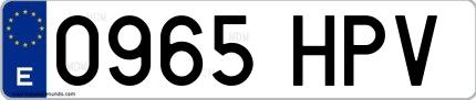 Ejemplo de matrícula española 0965 HPV