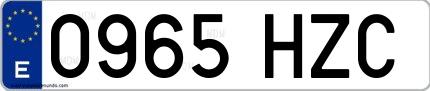 Ejemplo de matrícula española 0965 HZC