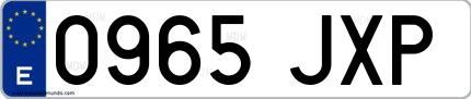 Ejemplo de matrícula española 0965 JXP