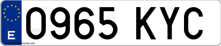 Ejemplo de matrícula de coche ordinaria 0965 KYC
