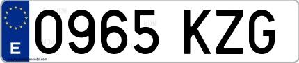 Ejemplo de matrícula española 0965 KZG