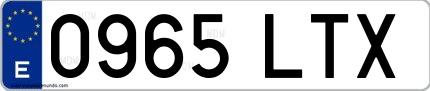 Ejemplo de matrícula española 0965 LTX