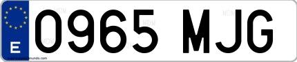 Ejemplo de matrícula española 0965 MJG