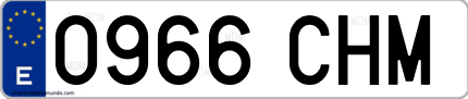 Ejemplo de matrícula de coche ordinaria 0966 CHM
