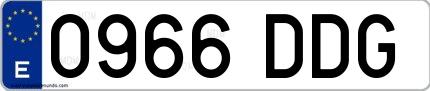 Ejemplo de matrícula española 0966 DDG