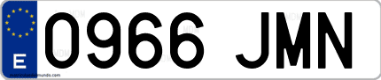 Ejemplo de matrícula de coche ordinaria 0966 JMN