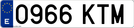 Ejemplo de matrícula de coche ordinaria 0966 KTM