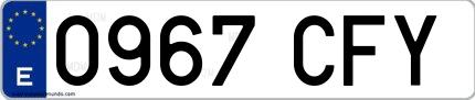 Ejemplo de matrícula española 0967 CFY