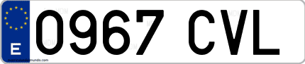 Ejemplo de matrícula de coche ordinaria 0967 CVL