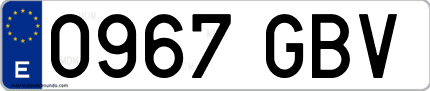 Ejemplo de matrícula de coche ordinaria 0967 GBV