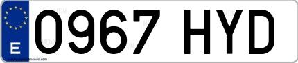 Ejemplo de matrícula española 0967 HYD