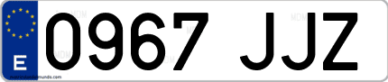 Ejemplo de matrícula de coche ordinaria 0967 JJZ