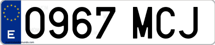 Ejemplo de matrícula de coche ordinaria 0967 MCJ