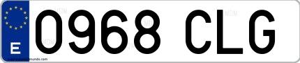 Ejemplo de matrícula española 0968 CLG