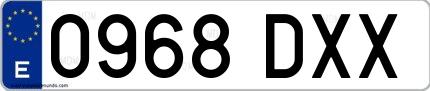 Ejemplo de matrícula española 0968 DXX