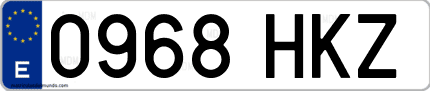 Ejemplo de matrícula de coche ordinaria 0968 HKZ