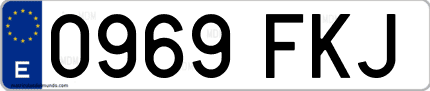 Ejemplo de matrícula de coche ordinaria 0969 FKJ