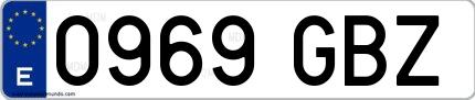 Ejemplo de matrícula española 0969 GBZ